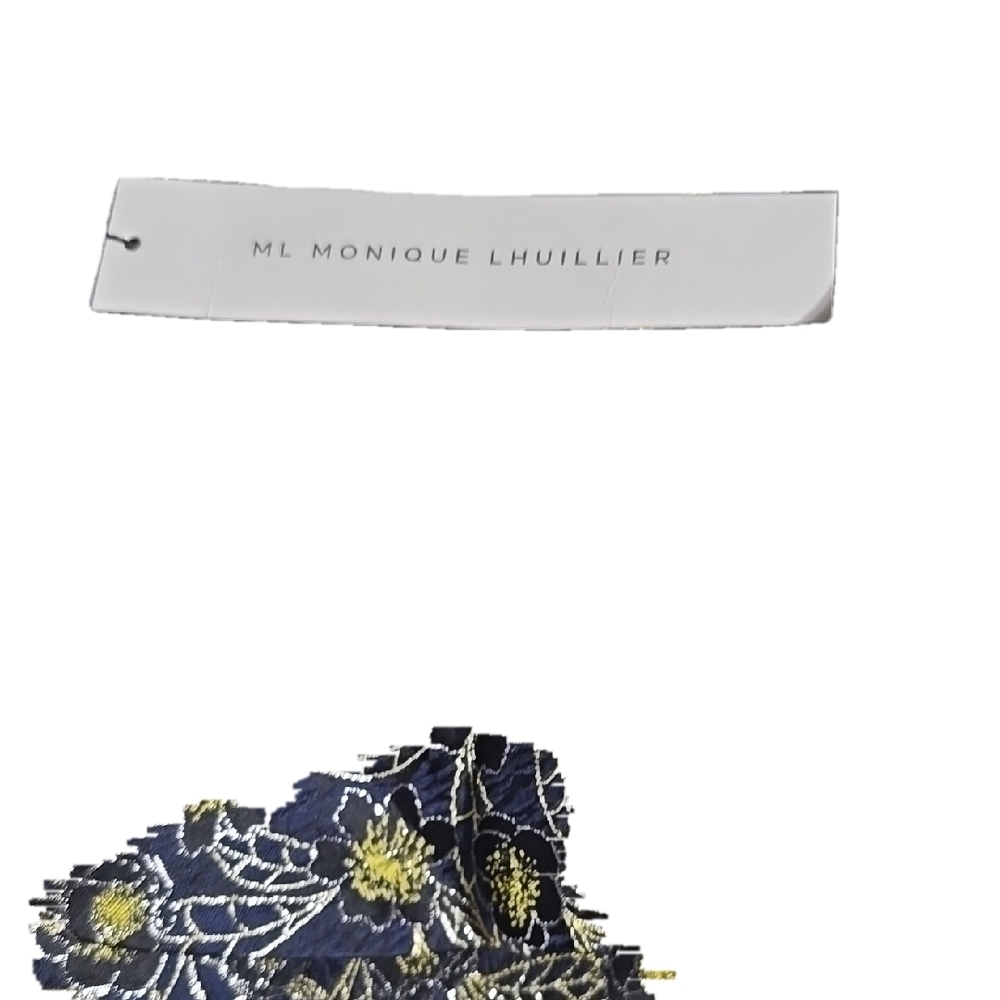 Monique Lhuillier Blue and Gold Sequin One Shoulder Cocktail Dress - Picture 7 of 11